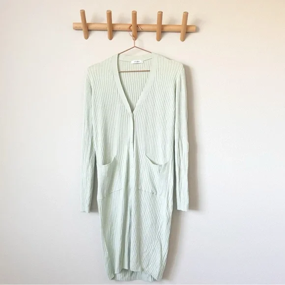 MOUSSY Mint Green Ribbed Duster Cardigan